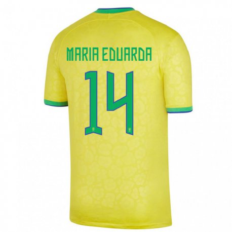 Kandiny Férfi Brazil Maria Eduarda #14 Sárga Hazai Jersey 22-24 Mez Póló Ing