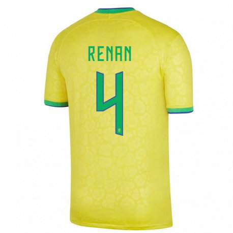 Kandiny Férfi Brazil Robert Renan #4 Sárga Hazai Jersey 22-24 Mez Póló Ing