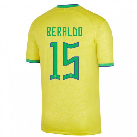 Kandiny Férfi Brazil Lucas Beraldo #15 Sárga Hazai Jersey 22-24 Mez Póló Ing