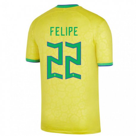 Kandiny Férfi Brazil Cayo Felipe #22 Sárga Hazai Jersey 22-24 Mez Póló Ing