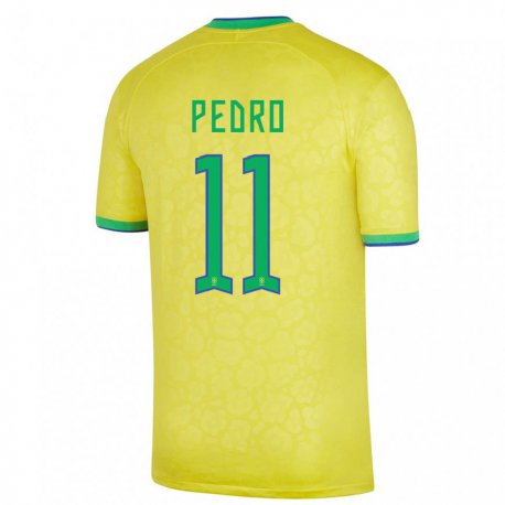 Kandiny Férfi Brazil Pedro #11 Sárga Hazai Jersey 22-24 Mez Póló Ing