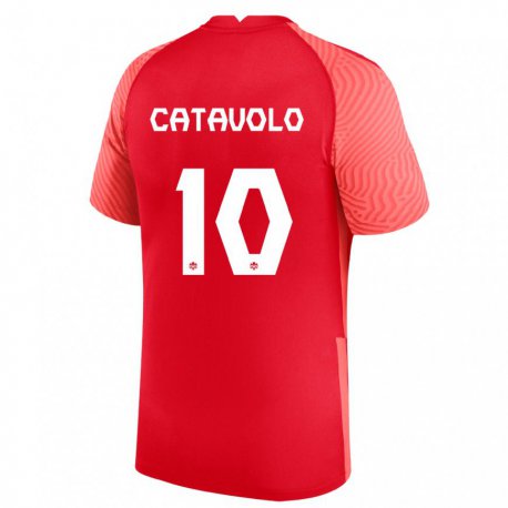 Kandiny Férfi Kanadai Matthew Catavolo #10 Piros Hazai Jersey 22-24 Mez Póló Ing