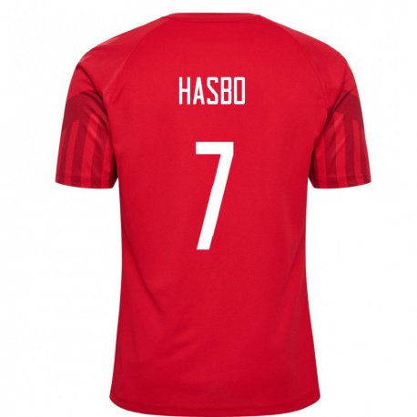 Kandiny Férfi Dán Josefine Hasbo #7 Piros Hazai Jersey 22-24 Mez Póló Ing