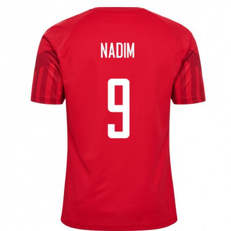 Kandiny Férfi Dán Nadia Nadim #9 Piros Hazai Jersey 22-24 Mez Póló Ing