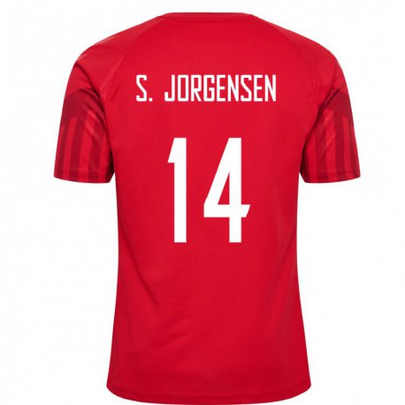 Kandiny Férfi Dán Sebastian Jorgensen #14 Piros Hazai Jersey 22-24 Mez Póló Ing