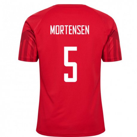 Kandiny Férfi Dán Gustav Mortensen #5 Piros Hazai Jersey 22-24 Mez Póló Ing