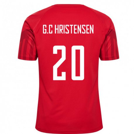 Kandiny Férfi Dán Gustav Christensen #20 Piros Hazai Jersey 22-24 Mez Póló Ing