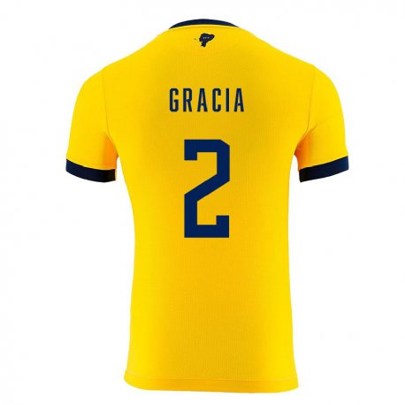 Kandiny Férfi Ecuadori Ericka Gracia #2 Sárga Hazai Jersey 22-24 Mez Póló Ing
