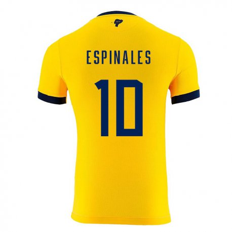 Kandiny Férfi Ecuadori Joselyn Espinales #10 Sárga Hazai Jersey 22-24 Mez Póló Ing