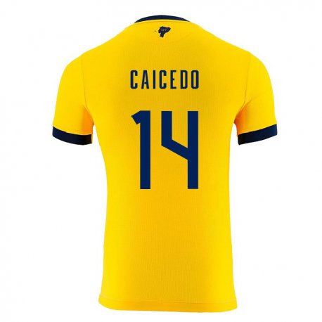 Kandiny Férfi Ecuadori Carina Caicedo #14 Sárga Hazai Jersey 22-24 Mez Póló Ing