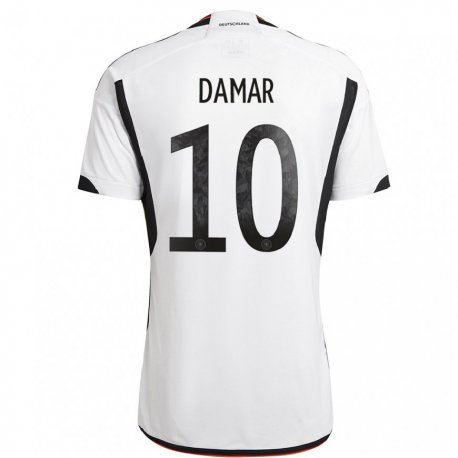 Kandiny Férfi Német Muhammed Damar #10 Fehér Fekete Hazai Jersey 22-24 Mez Póló Ing