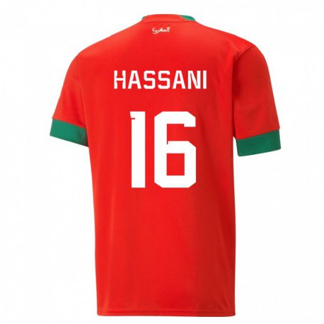 Kandiny Férfi Marokkói Samya Hassani #16 Piros Hazai Jersey 22-24 Mez Póló Ing