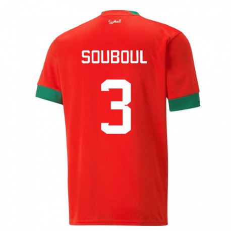 Kandiny Férfi Marokkói Mohamed Souboul #3 Piros Hazai Jersey 22-24 Mez Póló Ing