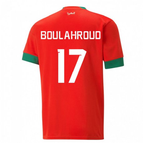 Kandiny Férfi Marokkói Charaf Eddine Boulahroud #17 Piros Hazai Jersey 22-24 Mez Póló Ing
