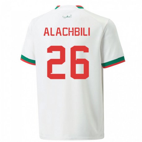 Kandiny Férfi Marokkói Taha Alachbili #26 Fehér Idegenbeli Jersey 22-24 Mez Póló Ing
