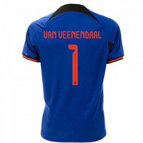 Kandiny Férfi Holland Sari Van Veenendaal #1 Királykék Idegenbeli Jersey 22-24 Mez Póló Ing