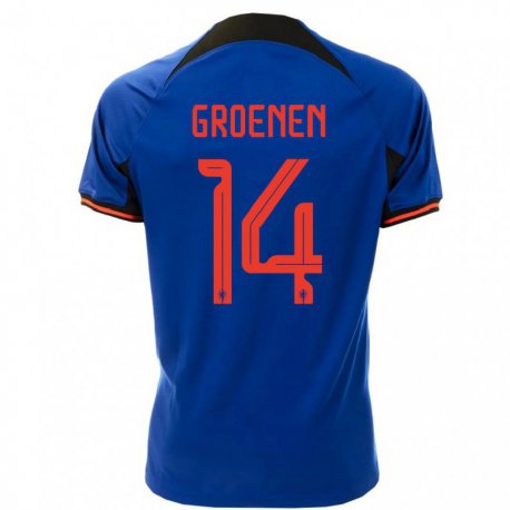 Kandiny Férfi Holland Jackie Groenen #14 Királykék Idegenbeli Jersey 22-24 Mez Póló Ing