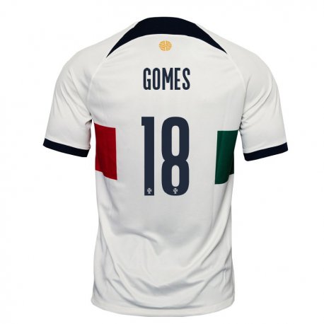 Kandiny Férfi Portugál Andre Gomes #18 Fehér Idegenbeli Jersey 22-24 Mez Póló Ing