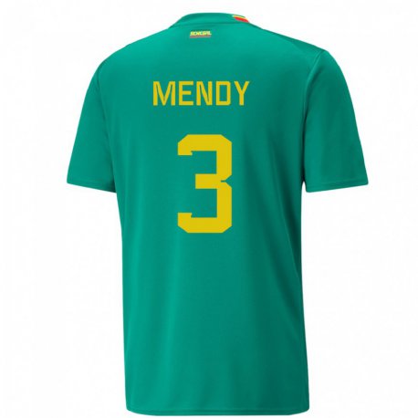 Kandiny Férfi Szenegáli Formose Mendy #3 Zöld Idegenbeli Jersey 22-24 Mez Póló Ing