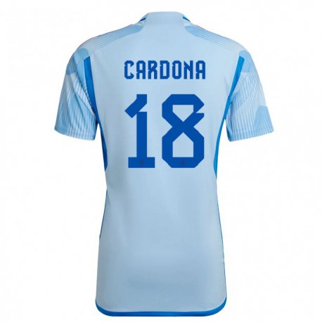Kandiny Férfi Spanyol Marta Cardona #18 Sky Kék Idegenbeli Jersey 22-24 Mez Póló Ing