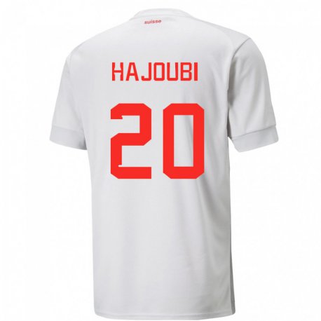 Kandiny Férfi Svájci Amin Hajoubi #20 Fehér Idegenbeli Jersey 22-24 Mez Póló Ing