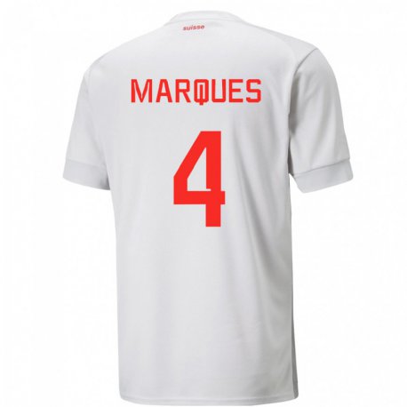 Kandiny Férfi Svájci Christian Marques #4 Fehér Idegenbeli Jersey 22-24 Mez Póló Ing