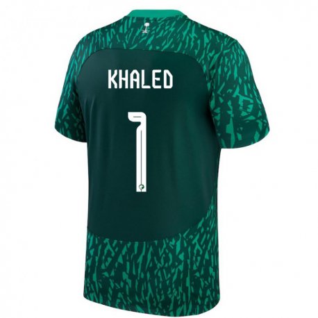 Kandiny Férfi Szaúd-arábiai Sarah Khaled #1 Dark Zöld Idegenbeli Jersey 22-24 Mez Póló Ing