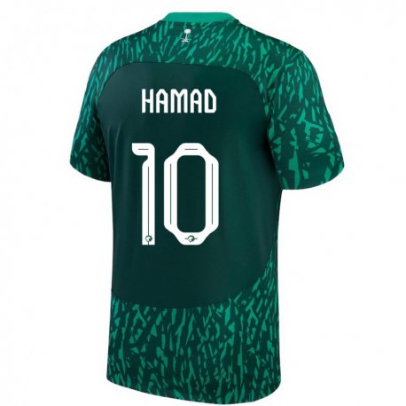 Kandiny Férfi Szaúd-arábiai Sarah Hamad #10 Dark Zöld Idegenbeli Jersey 22-24 Mez Póló Ing