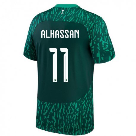 Kandiny Férfi Szaúd-arábiai Abbas Alhassan #11 Dark Zöld Idegenbeli Jersey 22-24 Mez Póló Ing