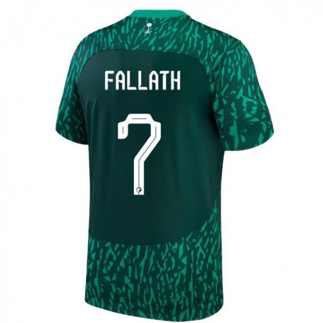 Kandiny Férfi Szaúd-arábiai Fahad Fallath #7 Dark Zöld Idegenbeli Jersey 22-24 Mez Póló Ing