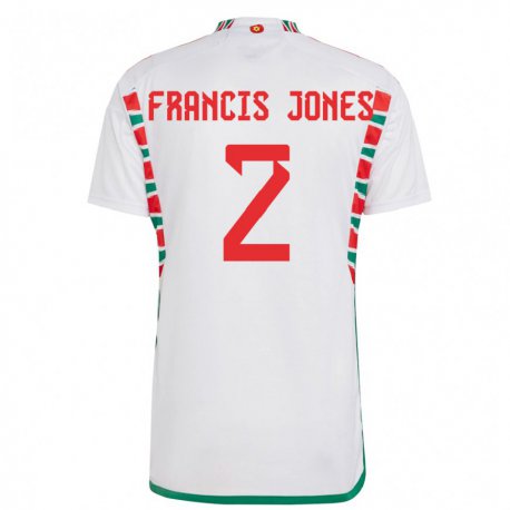 Kandiny Férfi Walesi Maria Francis Jones #2 Fehér Idegenbeli Jersey 22-24 Mez Póló Ing