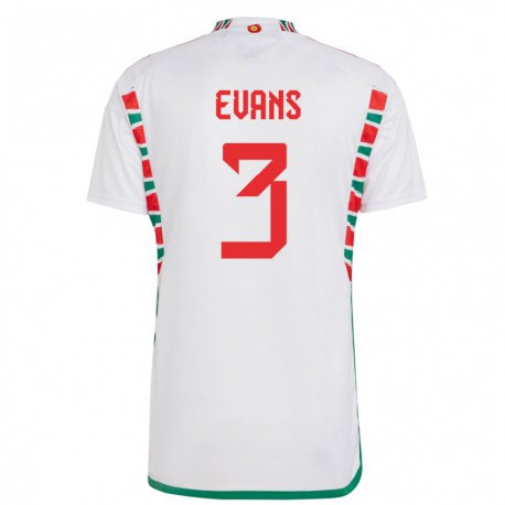 Kandiny Férfi Walesi Gemma Evans #3 Fehér Idegenbeli Jersey 22-24 Mez Póló Ing