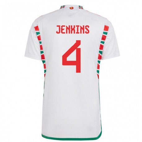 Kandiny Férfi Walesi Shaunna Jenkins #4 Fehér Idegenbeli Jersey 22-24 Mez Póló Ing