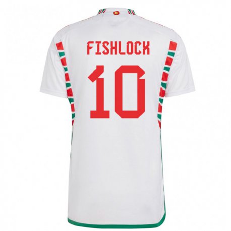 Kandiny Férfi Walesi Jessica Fishlock #10 Fehér Idegenbeli Jersey 22-24 Mez Póló Ing