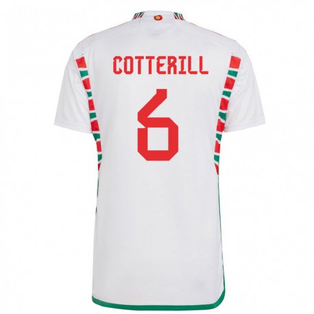 Kandiny Férfi Walesi Joel Cotterill #6 Fehér Idegenbeli Jersey 22-24 Mez Póló Ing