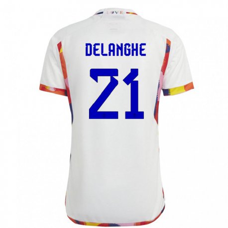 Kandiny Férfi Belga Maxime Delanghe #21 Fehér Idegenbeli Jersey 22-24 Mez Póló Ing