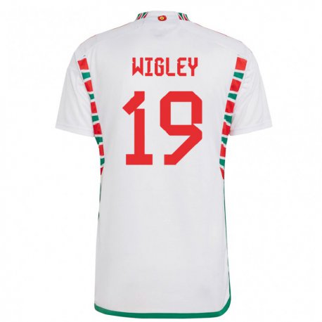 Kandiny Férfi Walesi Morgan Wigley #19 Fehér Idegenbeli Jersey 22-24 Mez Póló Ing