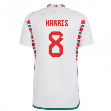 Kandiny Férfi Walesi Luke Harris #8 Fehér Idegenbeli Jersey 22-24 Mez Póló Ing