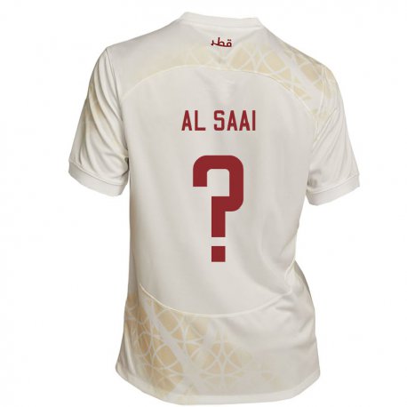 Kandiny Férfi Katari Abdallah Al Saai #0 Arany Bézs Idegenbeli Jersey 22-24 Mez Póló Ing
