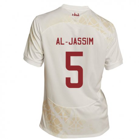 Kandiny Férfi Katari Dana Al Jassim #5 Arany Bézs Idegenbeli Jersey 22-24 Mez Póló Ing