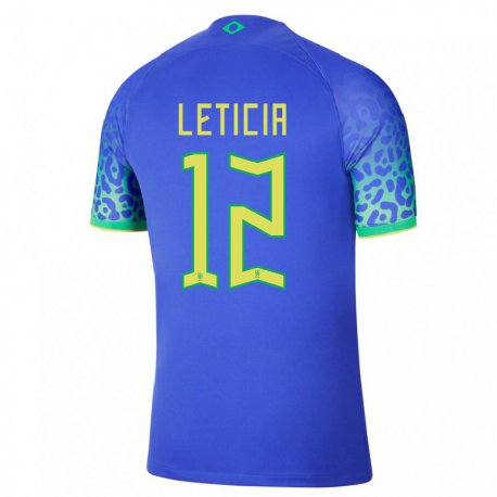 Kandiny Férfi Brazil Leticia #12 Kék Idegenbeli Jersey 22-24 Mez Póló Ing