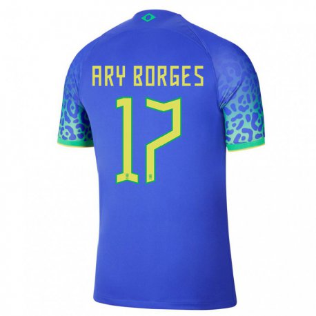 Kandiny Férfi Brazil Ary Borges #17 Kék Idegenbeli Jersey 22-24 Mez Póló Ing