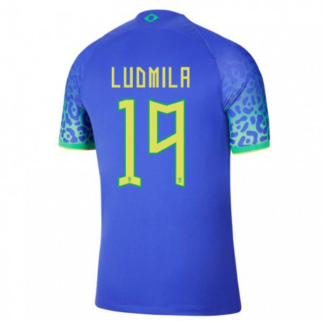 Kandiny Férfi Brazil Ludmila #19 Kék Idegenbeli Jersey 22-24 Mez Póló Ing