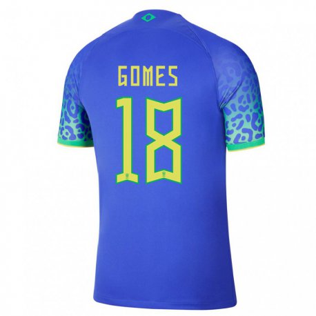 Kandiny Férfi Brazil Marlon Gomes #18 Kék Idegenbeli Jersey 22-24 Mez Póló Ing