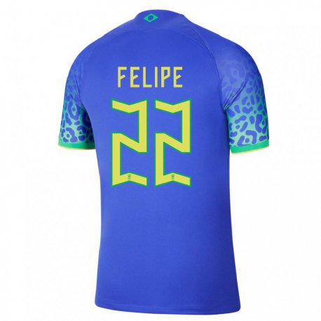 Kandiny Férfi Brazil Cayo Felipe #22 Kék Idegenbeli Jersey 22-24 Mez Póló Ing
