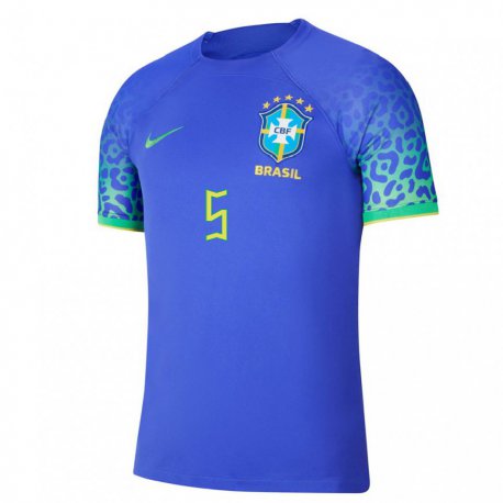 Kandiny Férfi Brazil Vitor Figueiredo #5 Kék Idegenbeli Jersey 22-24 Mez Póló Ing