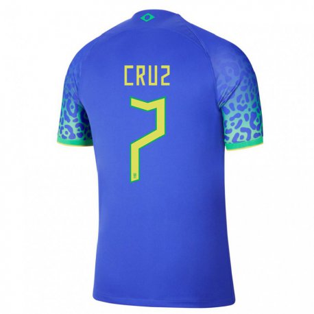 Kandiny Férfi Brazil Joao Cruz #7 Kék Idegenbeli Jersey 22-24 Mez Póló Ing
