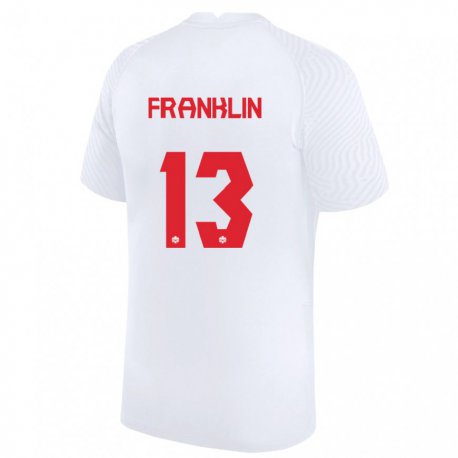 Kandiny Férfi Kanadai Kobe Franklin #13 Fehér Idegenbeli Jersey 22-24 Mez Póló Ing