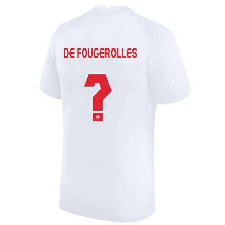 Kandiny Férfi Kanadai Luc De Fougerolles #0 Fehér Idegenbeli Jersey 22-24 Mez Póló Ing