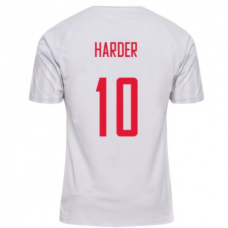 Kandiny Férfi Dán Pernille Harder #10 Fehér Idegenbeli Jersey 22-24 Mez Póló Ing